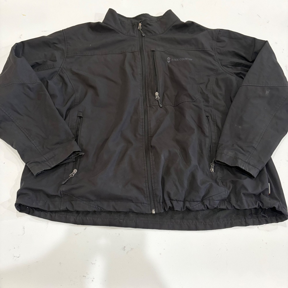 Free Country Mens Black Softshell Fleece Lined Full Zip Jacket 4XL Big & Tall